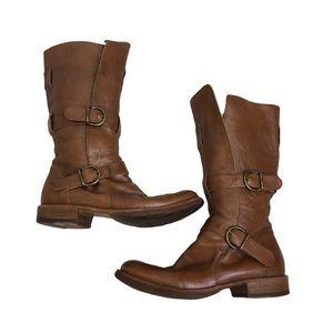 Fiorentini + Baker tan mid calf moto boots